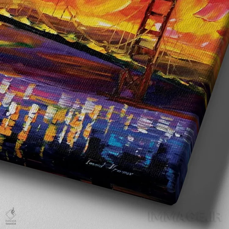 تابلو دکوراتیو پل گلدن گیت اثر لئونید آفرموف - نمای نزدیک بافت بوم