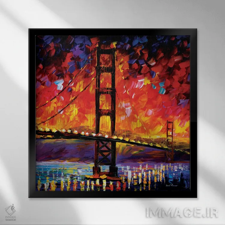 تابلو دکوراتیو پل گلدن گیت اثر لئونید آفرموف - نمای قابدار مشکی