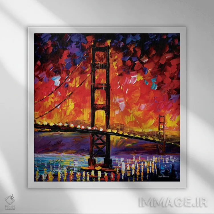 تابلو دکوراتیو پل گلدن گیت اثر لئونید آفرموف - نمای قابدار سفید