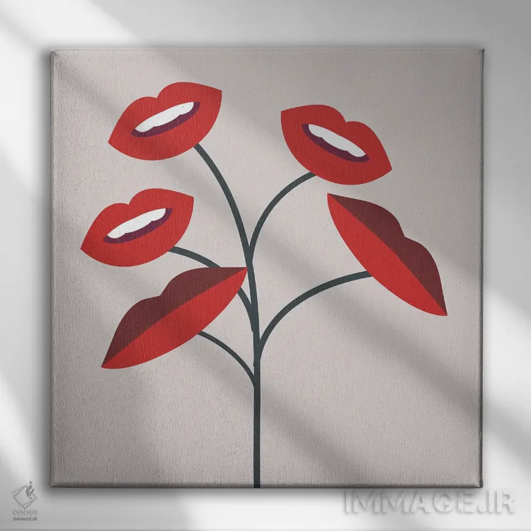 تابلو مدرن گیاه لب ها اثر لیتل باور - نمای روبهرو روی دیوار