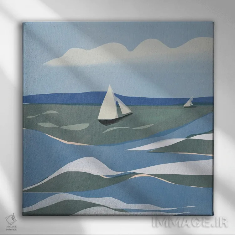 تابلو مینیمال دریای خروشان اثر لیتل باور - نمای روبهرو روی دیوار
