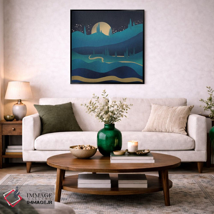 تابلو مینیمال جاده کوهستانی زیر نور مهتاب اثر لیتل باور - D3B