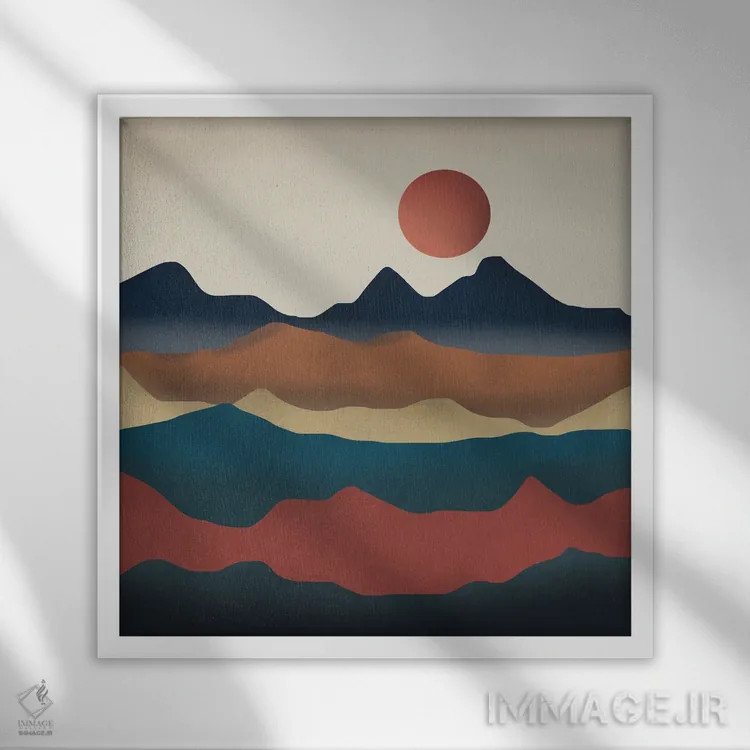 تابلو مینیمال سیاره سرخ اثر لیتل باور - نمای قابدار سفید