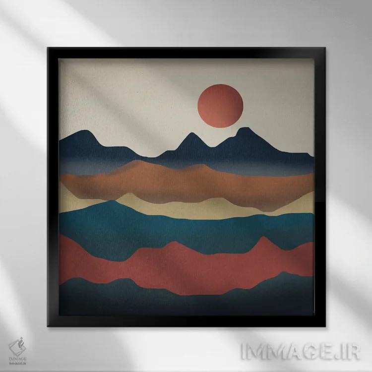 تابلو مینیمال سیاره سرخ اثر لیتل باور - نمای قابدار مشکی