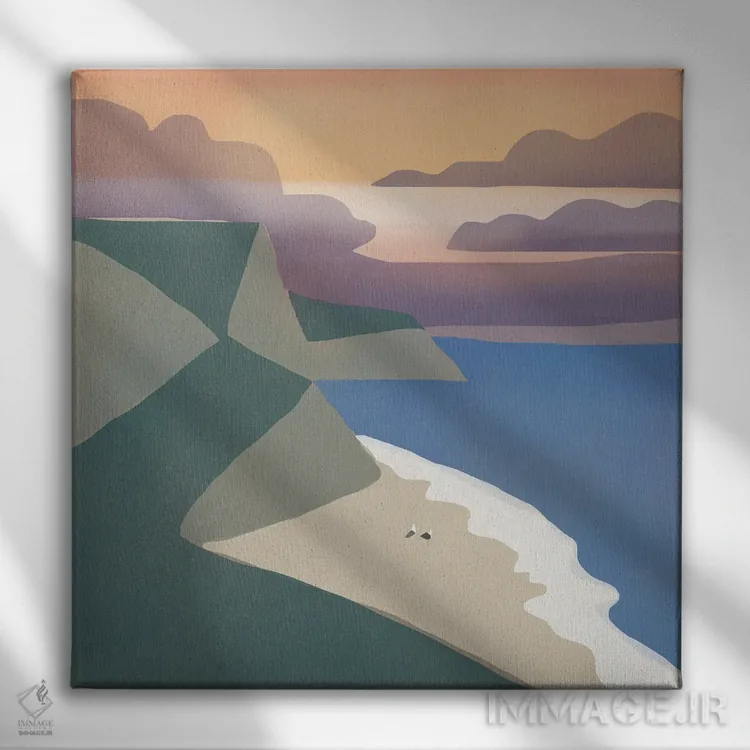 تابلو مینیمال ساحل اختصاصی مرغ دریایی اثر لیتل باور - نمای روبهرو روی دیوار