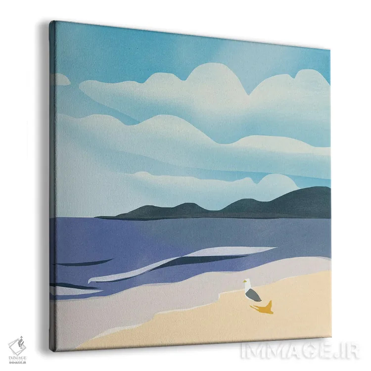 تابلو مینیمال آفتاب گرفتن مرغ دریایی اثر لیتل باور - نمای پرسپکتیو محصول