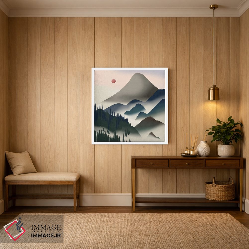 تابلو مینیمال طبیعت در خاکستری و آبی اثر لیتل باور - D2W