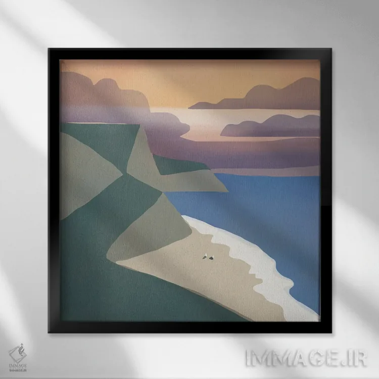 تابلو مینیمال ساحل اختصاصی مرغ دریایی اثر لیتل باور - نمای قابدار مشکی