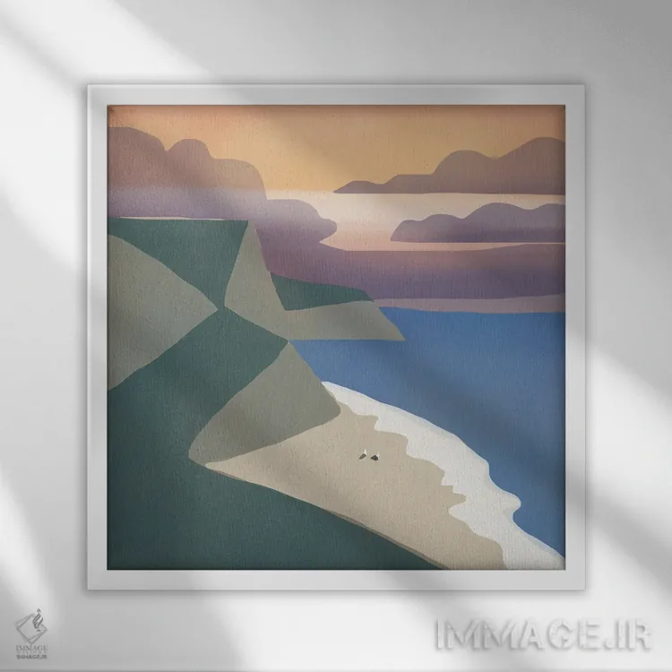 تابلو مینیمال ساحل اختصاصی مرغ دریایی اثر لیتل باور - نمای قابدار سفید