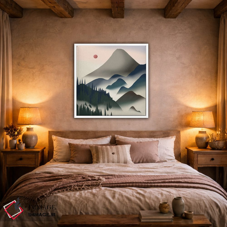 تابلو مینیمال طبیعت در خاکستری و آبی اثر لیتل باور - D1W