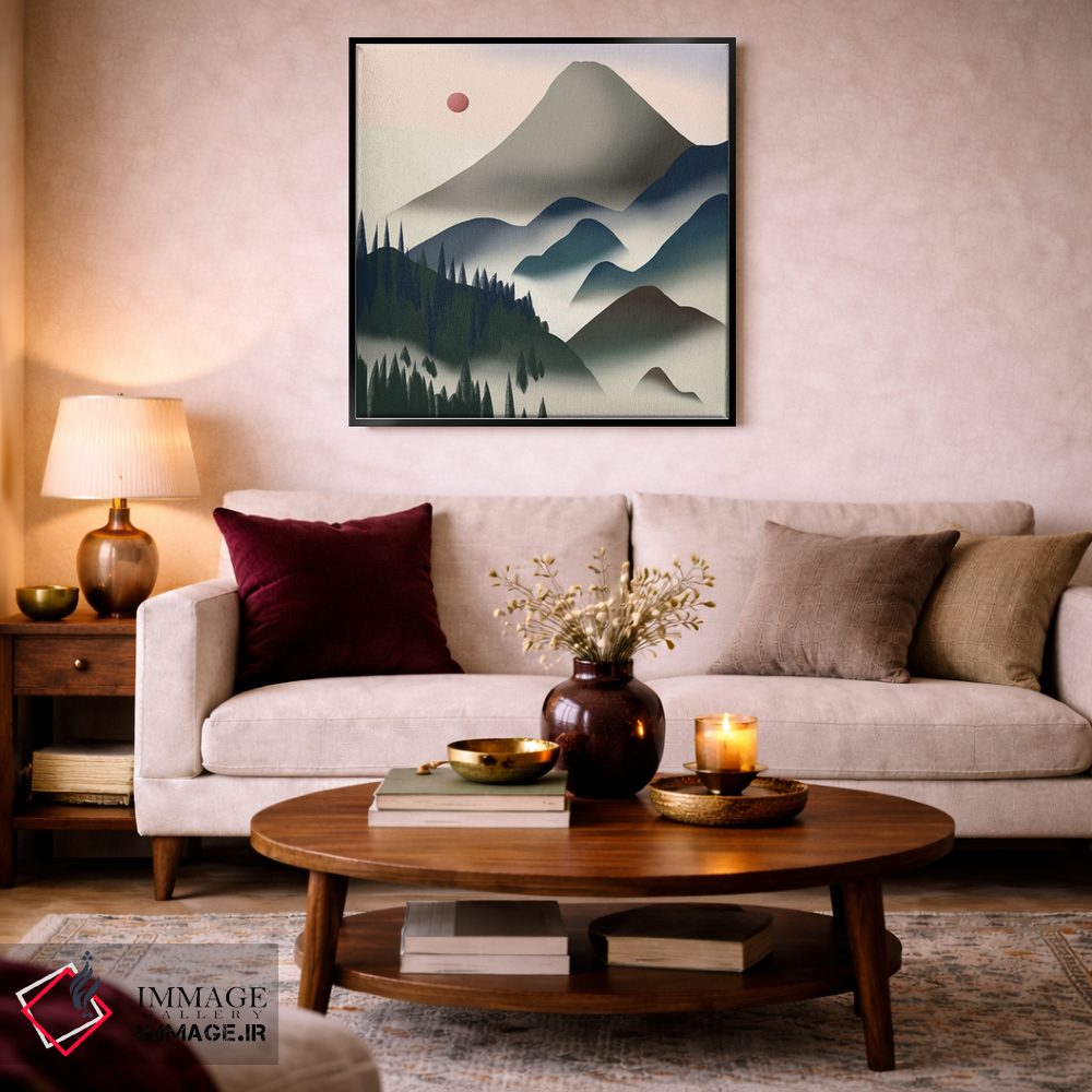 تابلو مینیمال طبیعت در خاکستری و آبی اثر لیتل باور - D4B