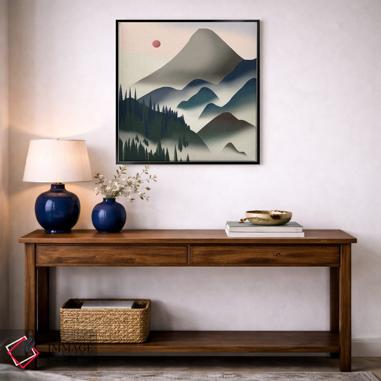 تابلو مینیمال طبیعت در خاکستری و آبی اثر لیتل باور - D3B