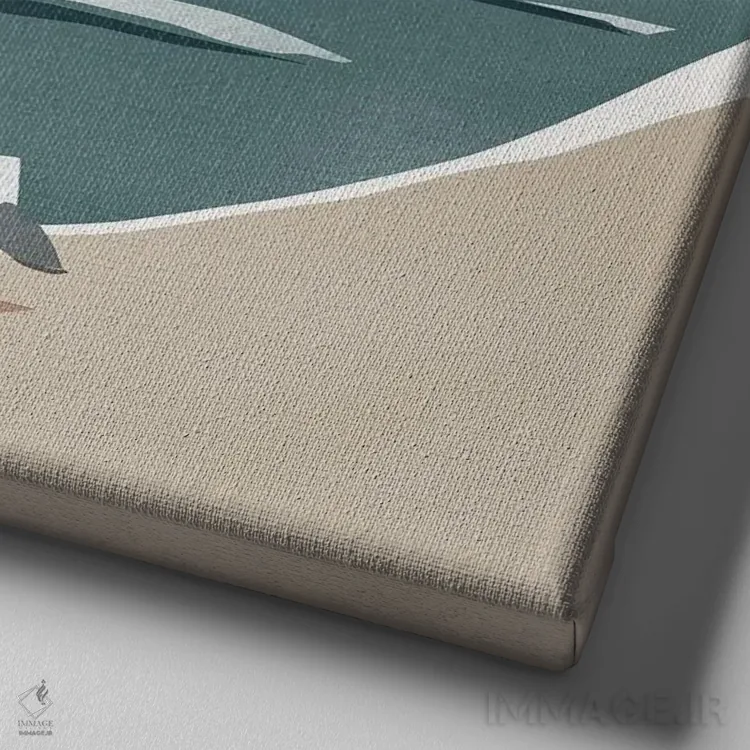 تابلو مینیمال انحنای ساحل و مرغ دریایی اثر لیتل باور - نمای نزدیک بافت بوم