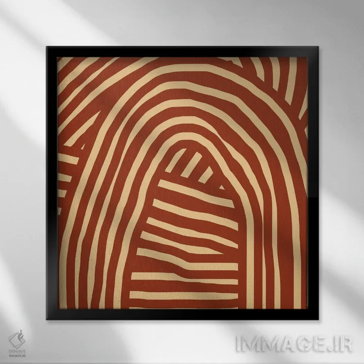 تابلو انتزاعی نوار قهوه ای اثر لیتل باور - نمای قابدار مشکی