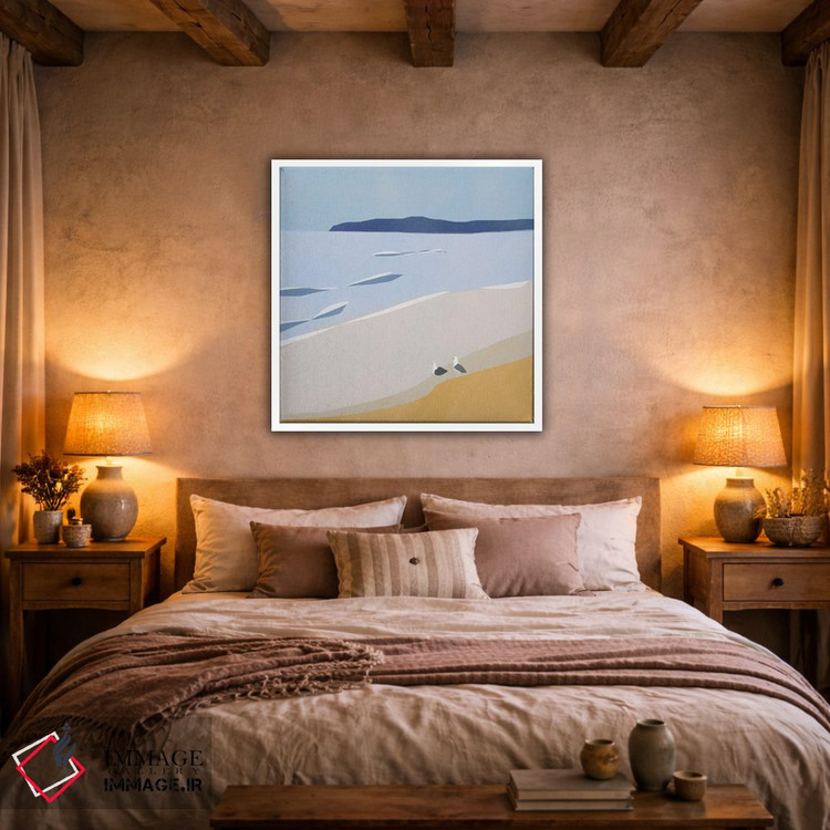 تابلو مینیمال مرغان دریایی در ساحل اثر لیتل باور - D1W