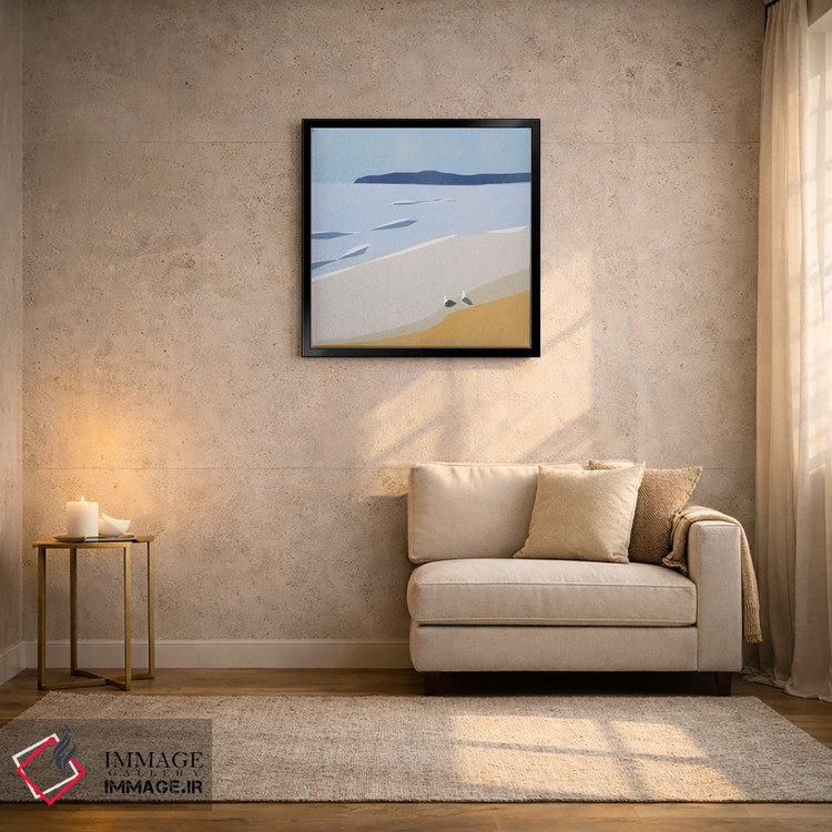 تابلو مینیمال مرغان دریایی در ساحل اثر لیتل باور - D2B