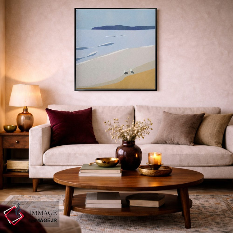 تابلو مینیمال مرغان دریایی در ساحل اثر لیتل باور - D3B