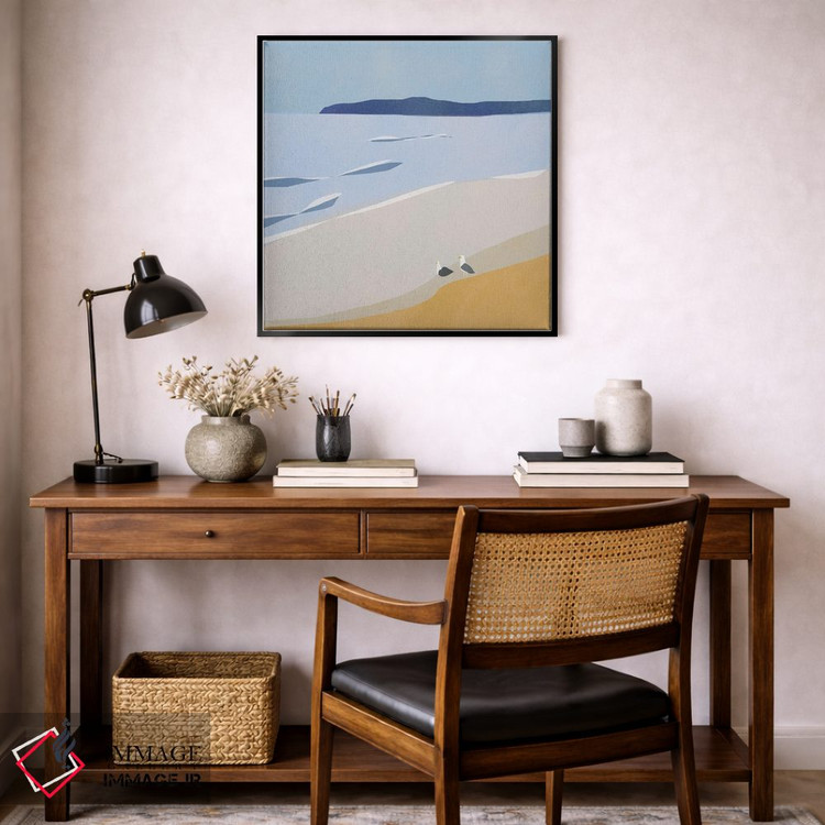 تابلو مینیمال مرغان دریایی در ساحل اثر لیتل باور - D6B