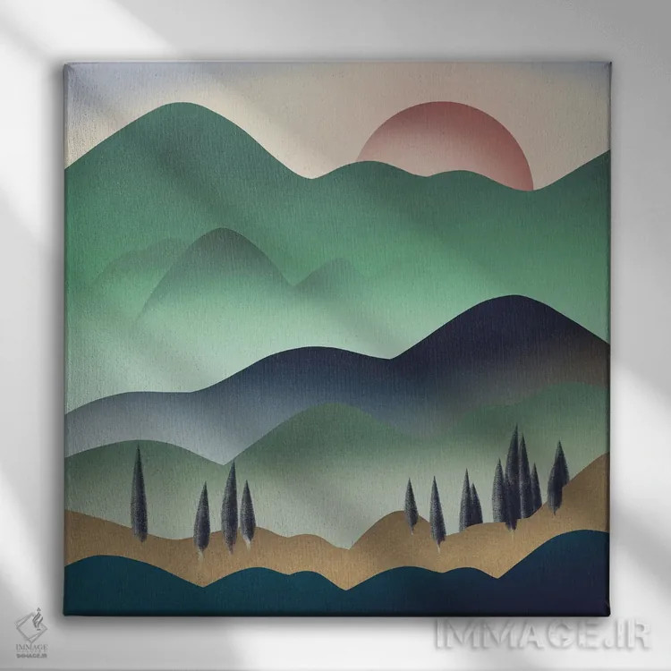 تابلو مینیمال تپه طلایی اثر لیتل باور - نمای روبهرو روی دیوار