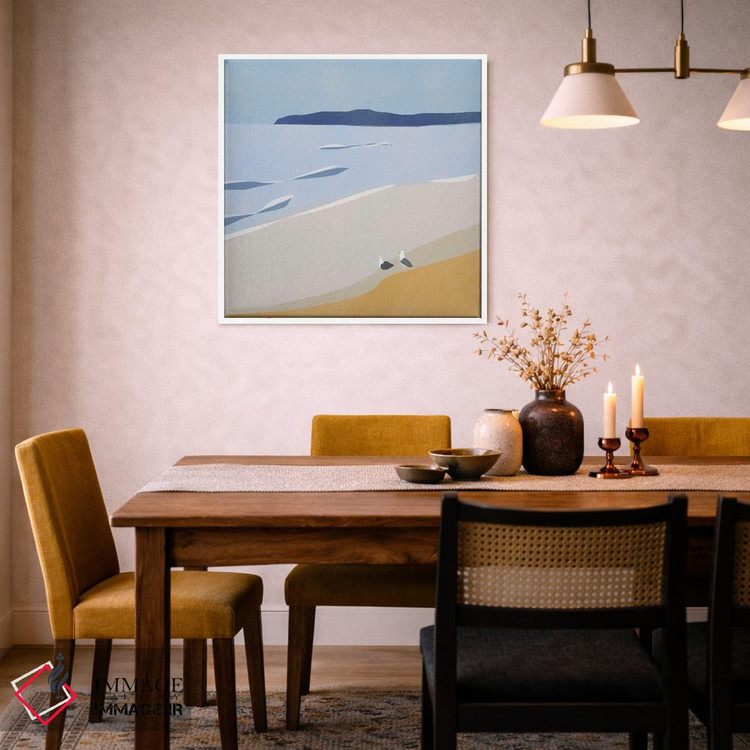 تابلو مینیمال مرغان دریایی در ساحل اثر لیتل باور - D5W