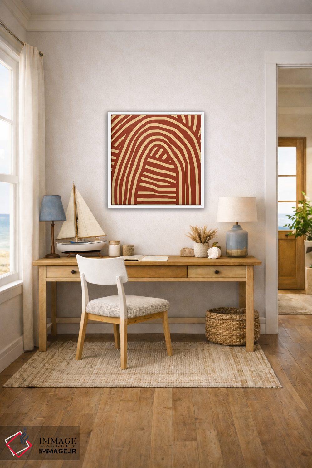 تابلو انتزاعی نوار قهوه ای اثر لیتل باور - D3W