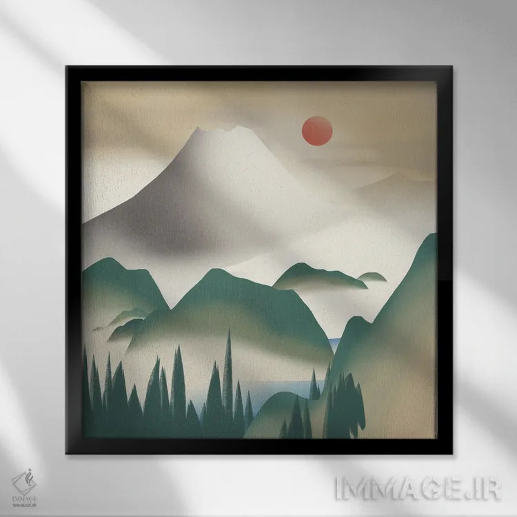 تابلو مینیمال کوه خاکستری اثر لیتل باور - نمای قابدار مشکی