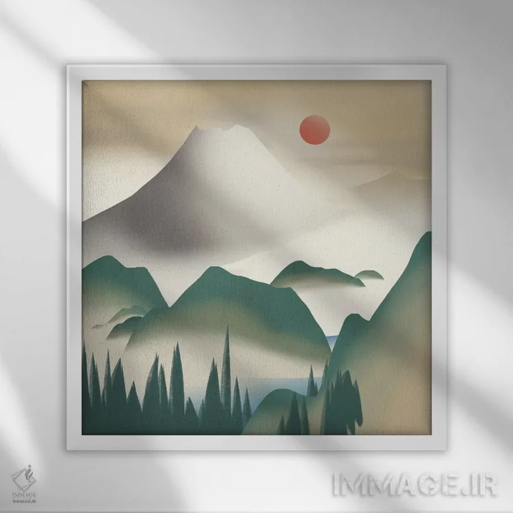 تابلو مینیمال کوه خاکستری اثر لیتل باور - نمای قابدار سفید