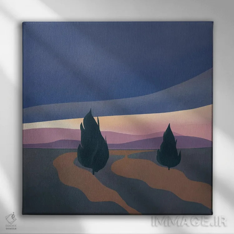 تابلو مینیمال ابر سنگین عصر اثر لیتل باور - نمای روبهرو روی دیوار