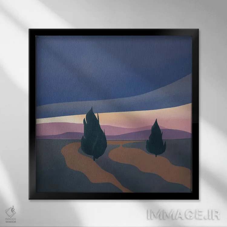 تابلو مینیمال ابر سنگین عصر اثر لیتل باور - نمای قابدار مشکی