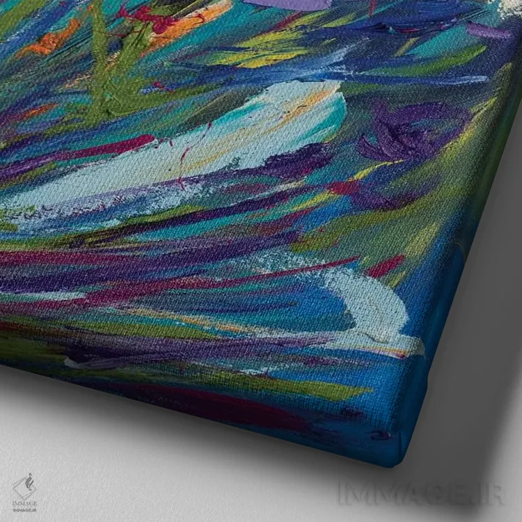 تابلو انتزاعی کارهای گل کاری فرفکس اثر شالیمار لگاسپی - نمای نزدیک بافت بوم