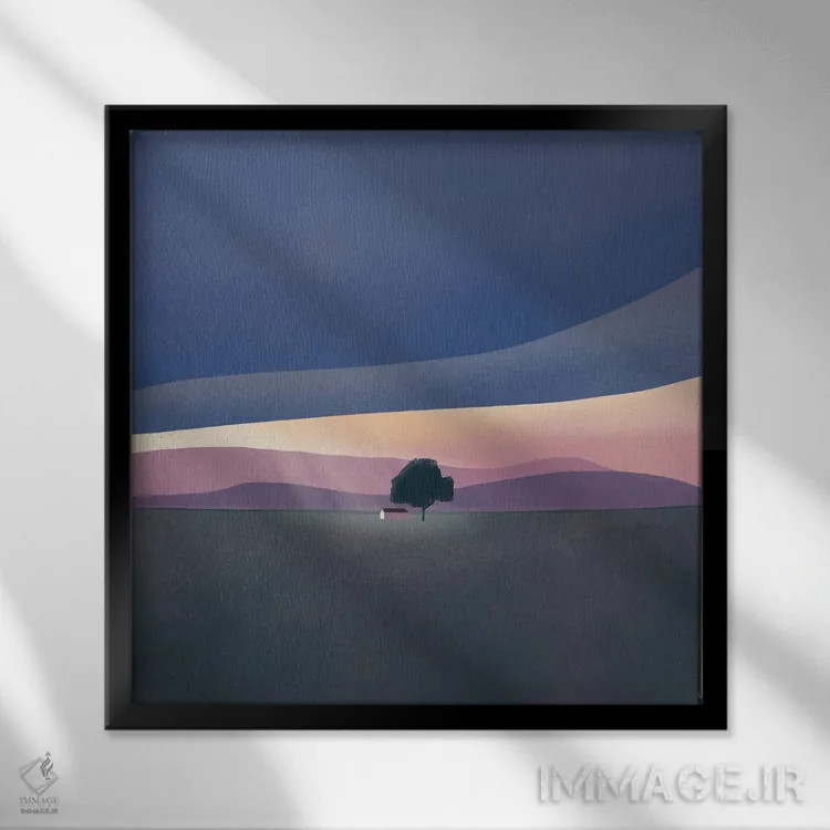 تابلو مینیمال نور از دل تاریکی اثر لیتل باور - نمای قابدار مشکی