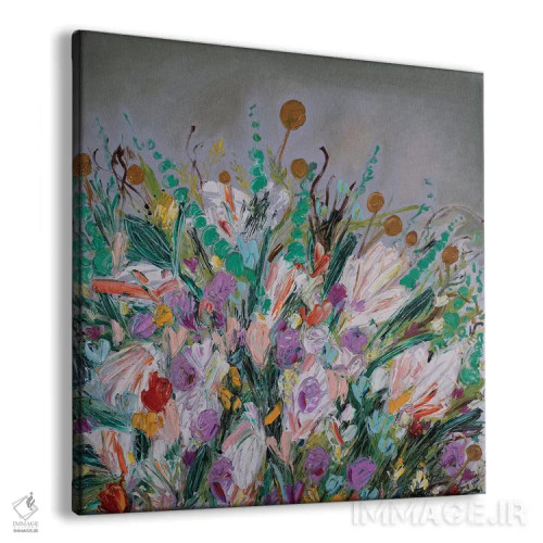 تابلو انتزاعی گل های وحشی مزرعه اثر شالیمار لگاسپی - نمای پرسپکتیو محصول