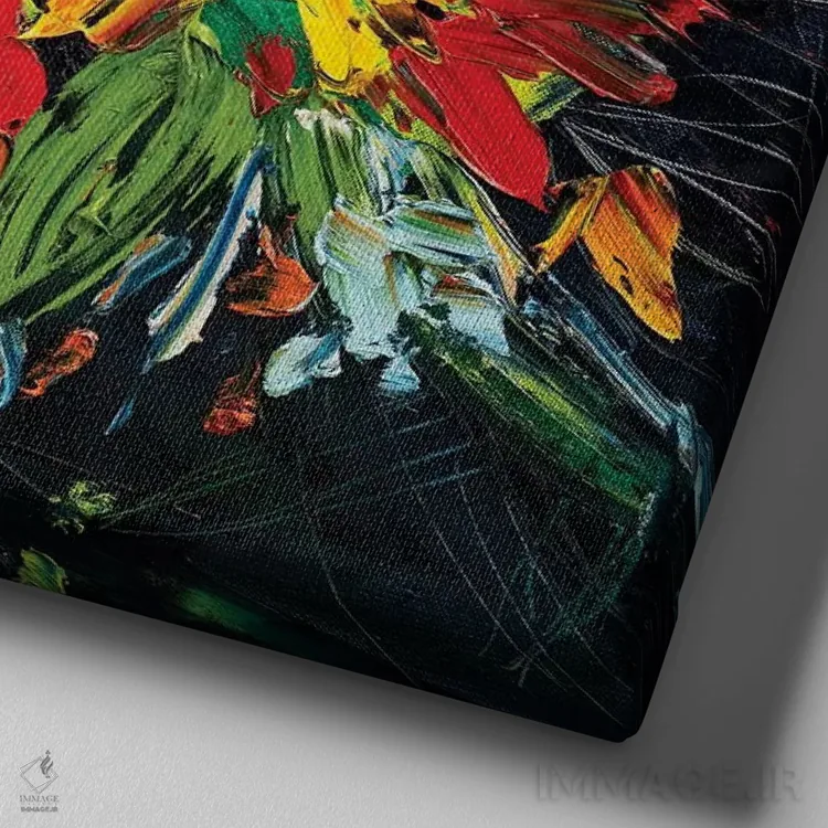 تابلو انتزاعی عروسی امانوئل اثر شالیمار لگاسپی - نمای نزدیک بافت بوم