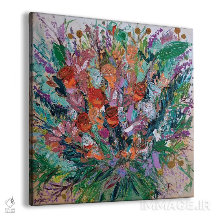 تابلو انتزاعی رزهای وداع اثر شالیمار لگاسپی - نمای پرسپکتیو محصول