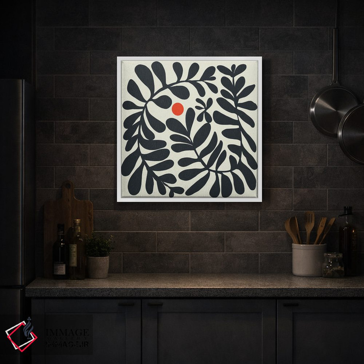 تابلو انتزاعی گیاه بوهمی در مربع اثر لیتل باور - D1W