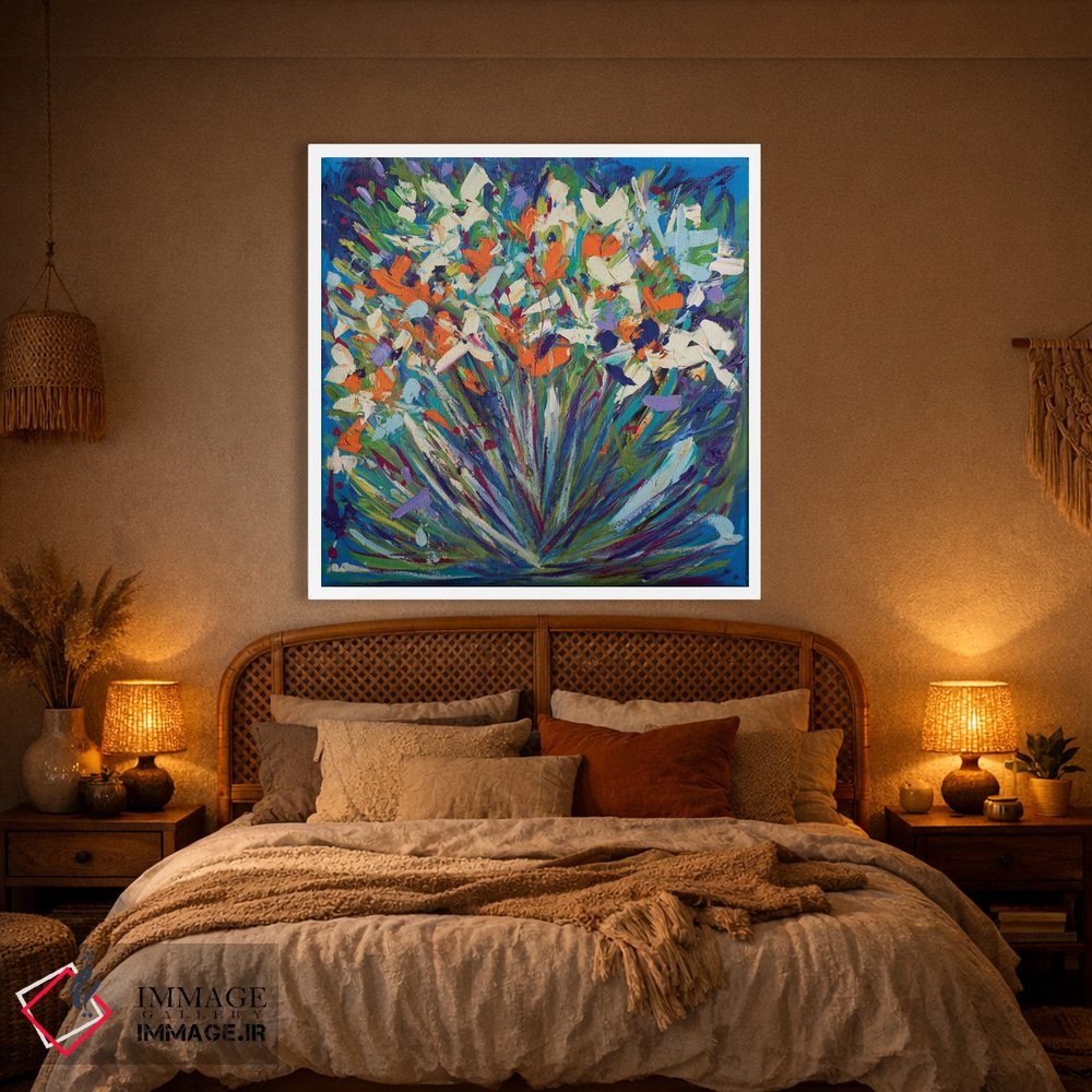 تابلو انتزاعی کارهای گل کاری فرفکس اثر شالیمار لگاسپی - D1W