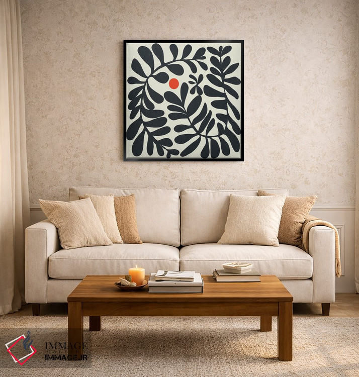 تابلو انتزاعی گیاه بوهمی در مربع اثر لیتل باور - D2B