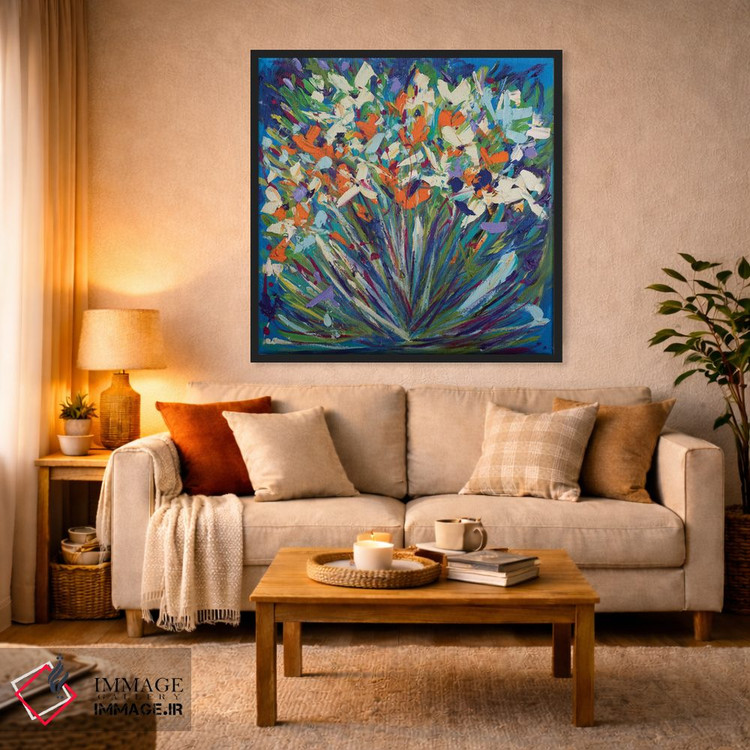 تابلو انتزاعی کارهای گل کاری فرفکس اثر شالیمار لگاسپی - D3B