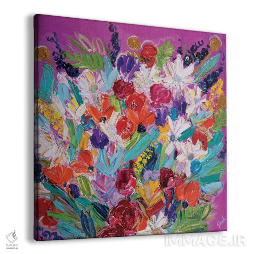تابلو انتزاعی دسته گل راشل اثر شالیمار لگاسپی - نمای پرسپکتیو محصول