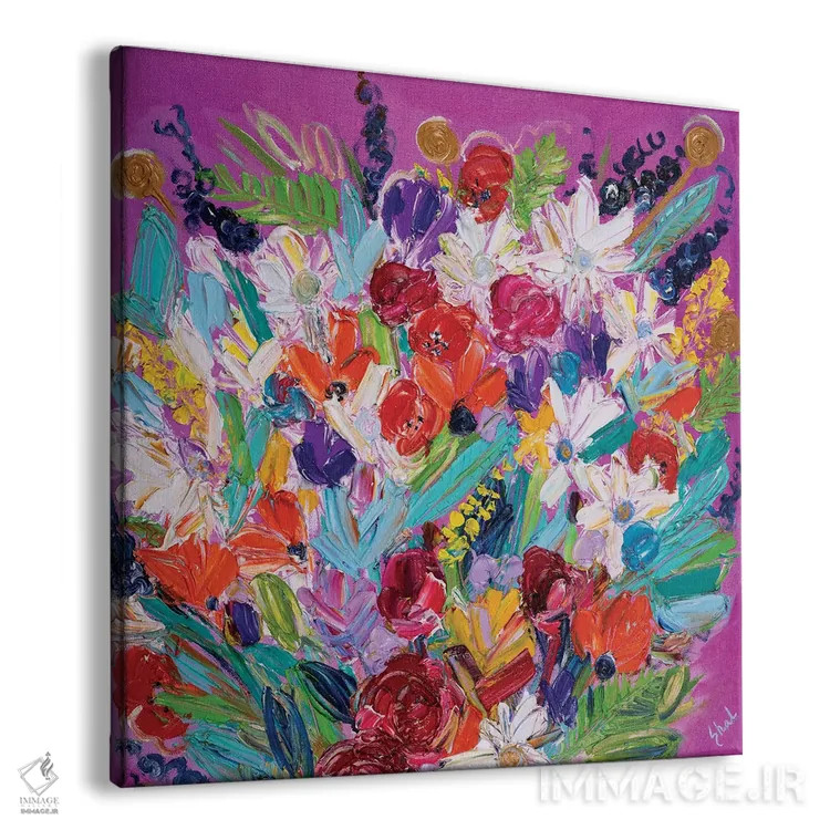 تابلو انتزاعی دسته گل راشل اثر شالیمار لگاسپی - نمای پرسپکتیو محصول