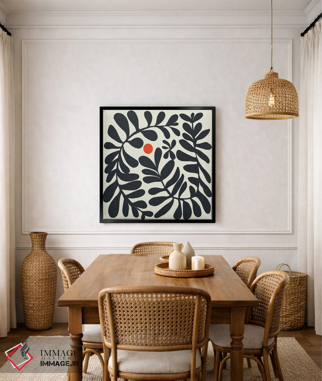 تابلو انتزاعی گیاه بوهمی در مربع اثر لیتل باور - D6B