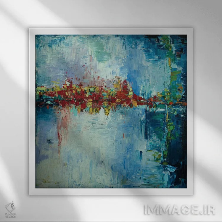 تابلو انتزاعی رالی از پشت شیشه بارانی خودرو اثر شالیمار لگاسپی - نمای قابدار سفید