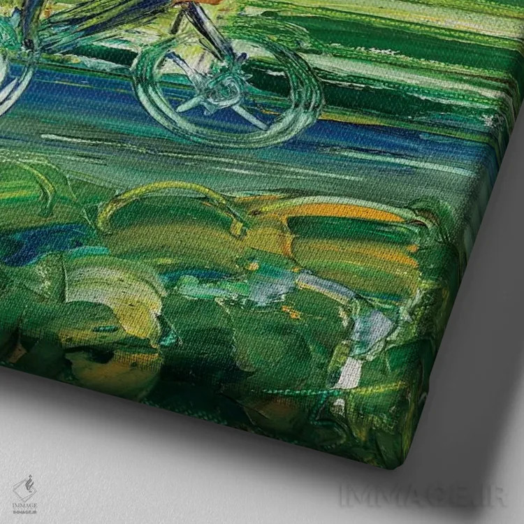 تابلو انتزاعی غروب بر مسیر رودخانه نیوس اثر شالیمار لگاسپی - نمای نزدیک بافت بوم