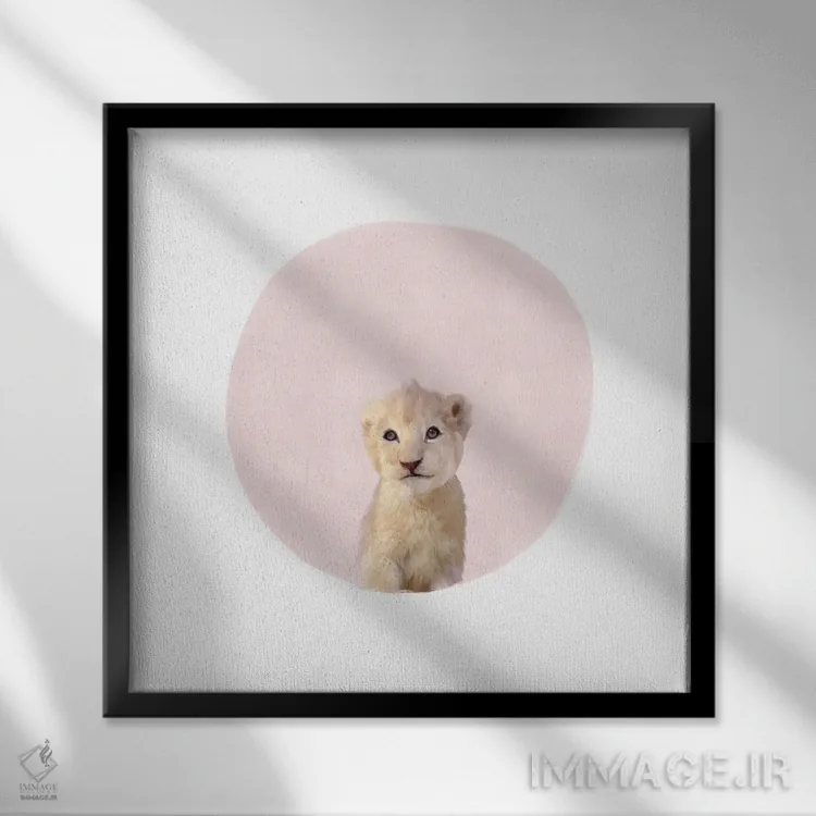 تابلو مدرن بچه ببر صورتی اثر لیا استراتسما - نمای قابدار مشکی