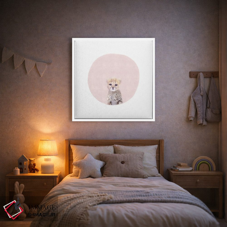 تابلو مدرن بچه یوزپلنگ صورتی اثر لیا استراتسما - D1W