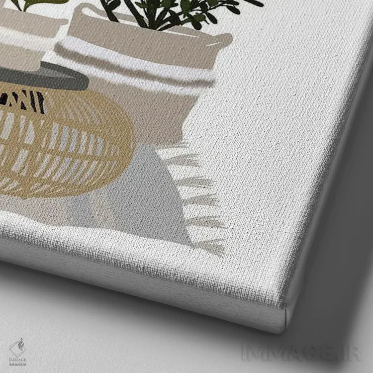 تابلو دکوراتیو خانم گیاه دوست اثر لیا استراتسما - نمای نزدیک بافت بوم