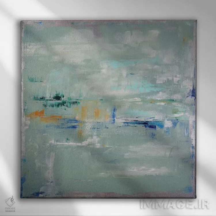 تابلو مینیمال خیال پردازی در نقره ای اثر شالیمار لگاسپی - نمای روبهرو روی دیوار