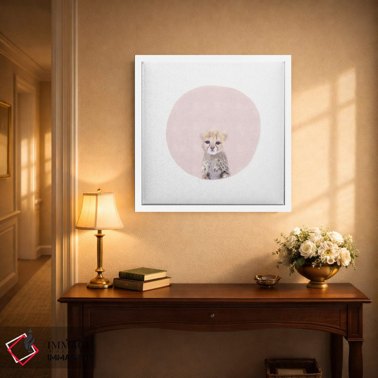 تابلو مدرن بچه یوزپلنگ صورتی اثر لیا استراتسما - D3W