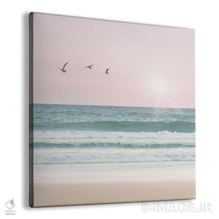 تابلو دکوراتیو ساحل صورتی با پرندگان دوم اثر لیا استراتسما - نمای پرسپکتیو محصول