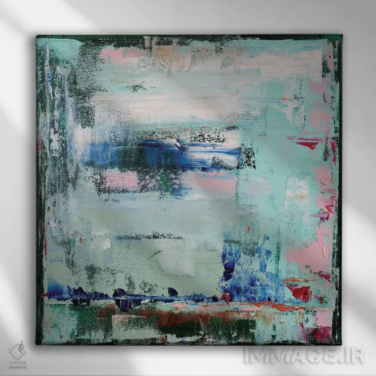 تابلو انتزاعی خیال پردازی در زمرد اثر شالیمار لگاسپی - نمای روبهرو روی دیوار